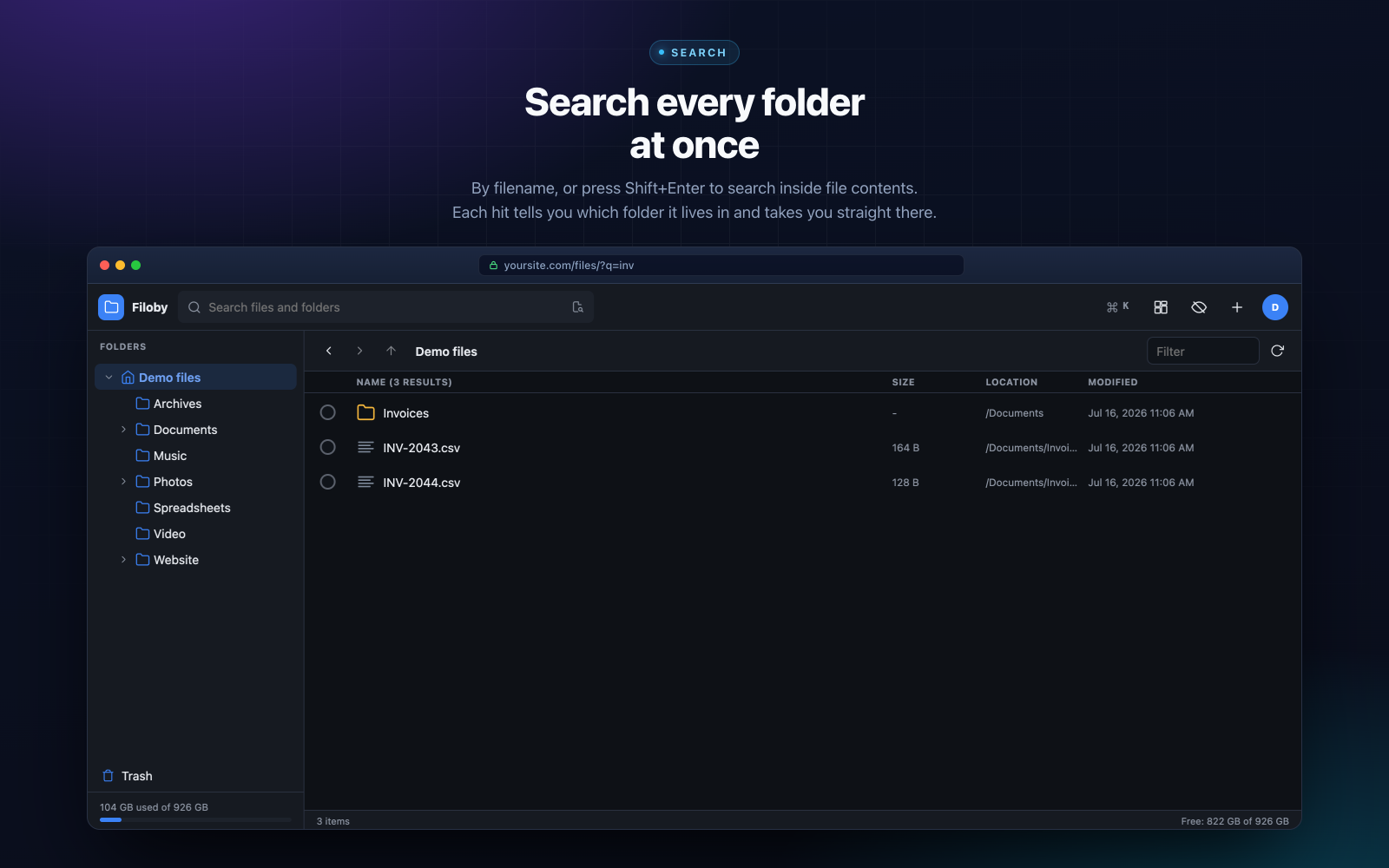 Filoby - Search